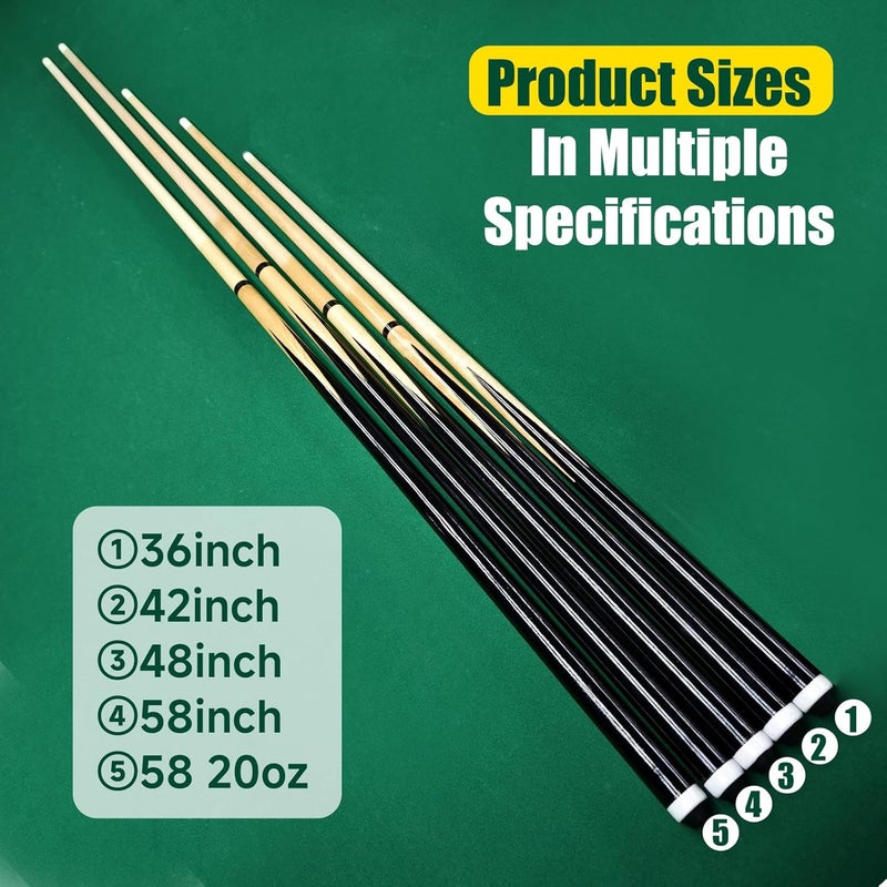 HMQQ Pool Cue Sticks – 42"/48"/58" Billiard Cues with 13mm Leather Tip – 17oz/18oz Standard or 20oz Heavy – Set of 2 or 4 – Durable 2-Piece Pool Sticks for Beginners, Adults, Home & Bar - Image 5